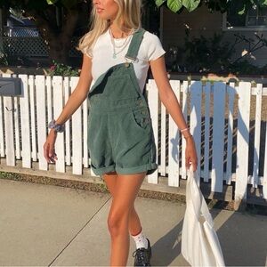 Princess Polly Olive Corduroy Short Overalls